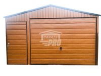 Garaż blaszany 4x6 Brama + drzwi drewnopodobny dwuspadowy GP95