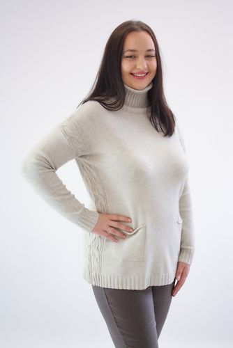 Sweter Golf z Kieszeniami Beżowy UNI na Arena.pl