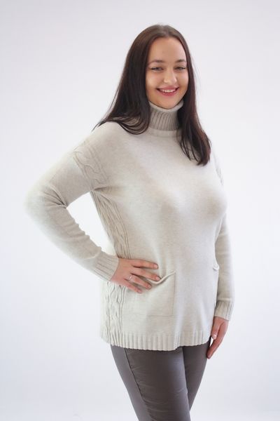 Sweter Golf z Kieszeniami Beżowy UNI zdjęcie 3