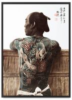 Plakat tatuaż samuraj yakuza 40x50 cm w czarnej ramie