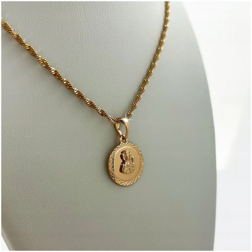 ZŁOTY ŁAŃCUSZEK NA KOMUNIĘ, CHRZEST, BIERZMOWANIE 18K MATKA BOSKA + GRAWER na Arena.pl