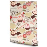 Tapeta Do Jadalni Babeczki Muffiny Słodycze Kawa Róże Czekoladki