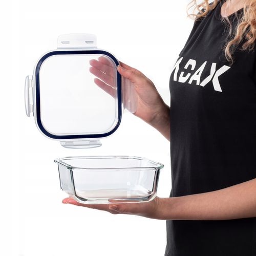 KADAX Szklany Pojemnik Na Żywność 1100ml Z Pokrywką Śniadaniówka na Arena.pl