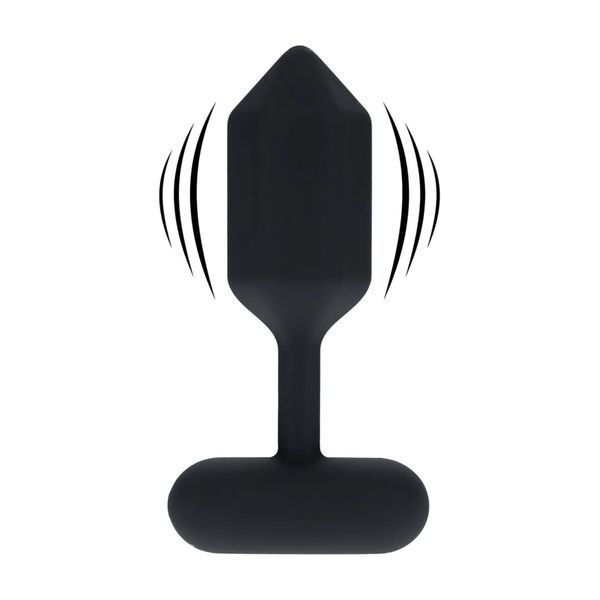 Hexagonal Vibrating Silicone Anal Plug - M - Black zdjęcie 1
