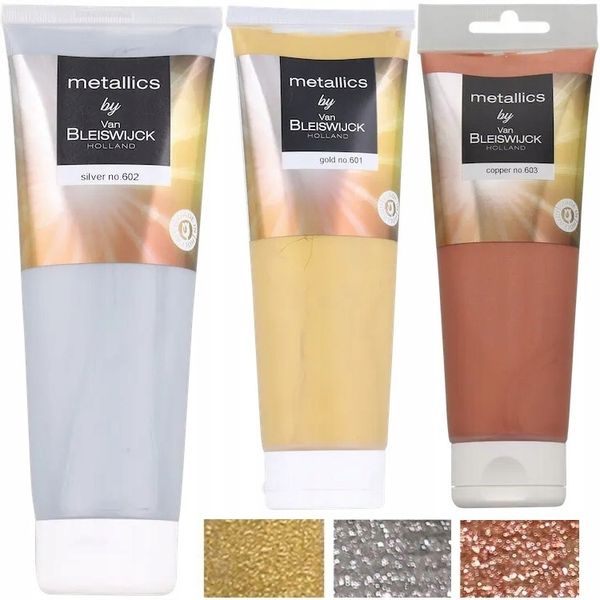 FARBA AKRYLOWA METALICZNA BŁYSZCZĄCA 250 ml x3 szt ZESTAW zdjęcie 1