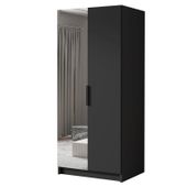Szafa BODRUM II 100 cm z lustrem-pojemna garderoba-CZARNY+CZARNY