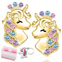 Srebrne kolczyki jednorożce wkrętki dla dziecka sztyfty srebro pozłacane