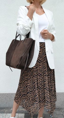 Torebka shopper zamszowa Vera Pelle - brązowa czekolada na Arena.pl