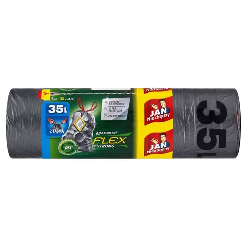 WORKI NA ŚMIECI 35L JAN NIEZBĘDNY MAGNUM FLEX & STRONG Z TAŚMĄ 75SZT MOCNE na Arena.pl