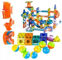 Klocki KONSTRUKCYJNE MAGNETYCZNE Świecące Tor Kulkowy Kulodrom 110 elem