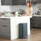 Kosz na śmieci śmietnik 30 l stalowy szary