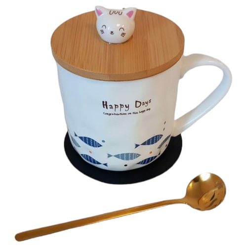 Kubek Kot Filiżanka Do Kawy Z Pokrywką 400 Ml na Arena.pl