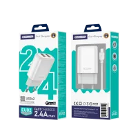 jellico ładowarka sieciowa eu02 2.4a 12w 2xusb + kabel usb-c biały