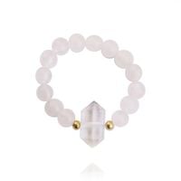 pierścionek na gumce stal chirurgiczna pozłacana kryształ górski pst854b