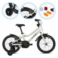 Rower dziecięcy ATTABO KNACK 16" srebrny boczne kółka aluminium V-brake