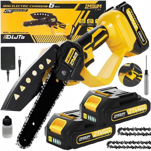 PIŁA ŁAŃCUCHOWA AKUMULATOROWA 6" DO GAŁĘZI DREWNA GAŁĘZIÓWKA 2x AKUMULATOR zdjęcie 1
