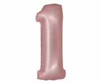 Balon foliowy cyfra "1" jasny różowy matowy, 76 cm