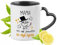Dla Mamy Kubek Czarny Z Uszkiem W Kształcie Serca Na Prezent Z Nadrukiem