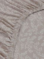 Prześcieradło z gumką bawełna Pip Leafy,160 x 200/220 cm beż