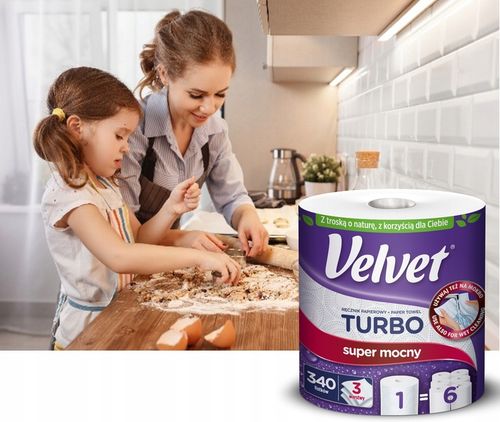 Velvet ręczniki papierowe TURBO 6 rolek 3 warstwowy 340 listków na Arena.pl
