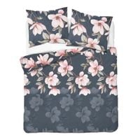 Pościel flanelowa 160x200cm. Flanela bawełniana gruba - kwiaty na granacie