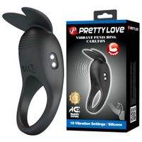 pierścień wibrujący pretty love carlton z uszkami króliczka silikonowy