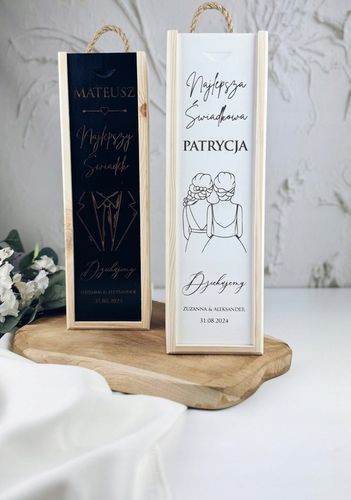 skrzynka na wino prezent dla RODZICÓW ŚWIADKÓW CHRZESTNYCH ŚLUB WESELE na Arena.pl