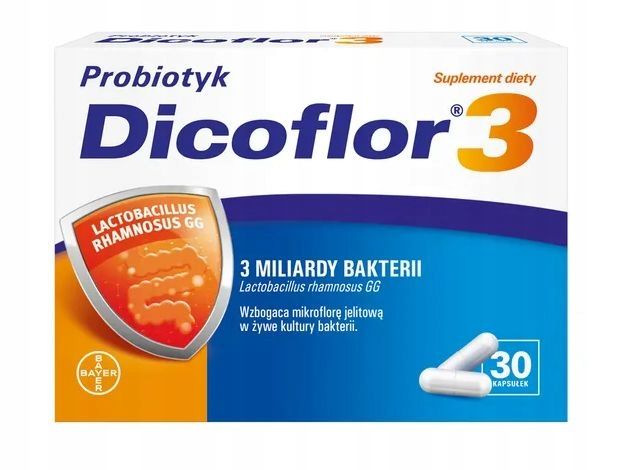 DICOFLOR 3 KAPSUŁKI DLA DZIECI PROBIOTYK 30 KAPS. zdjęcie 1