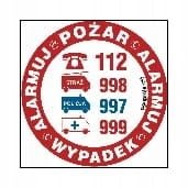 Telefony Ratunkowe 112 997 998 999 Nalepka Telefon Arkusz 12 Naklejek