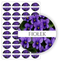 ETYKIETY nalepki fiołkowe samoprzylepne kolorowe FIOŁEK mydła 5cm