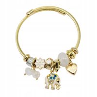 Bransoletka charms modułowa sztywna regulowana kolor złoty Słonik 28