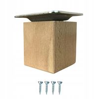 LAKIEROWANA noga meblowa drewniana bukowa KWADRATOWA 5 cm blacha montażowa