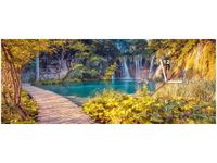 100X40CM ZEGAR JEZIORO PLITVICE JESIENIĄ OBRAZ