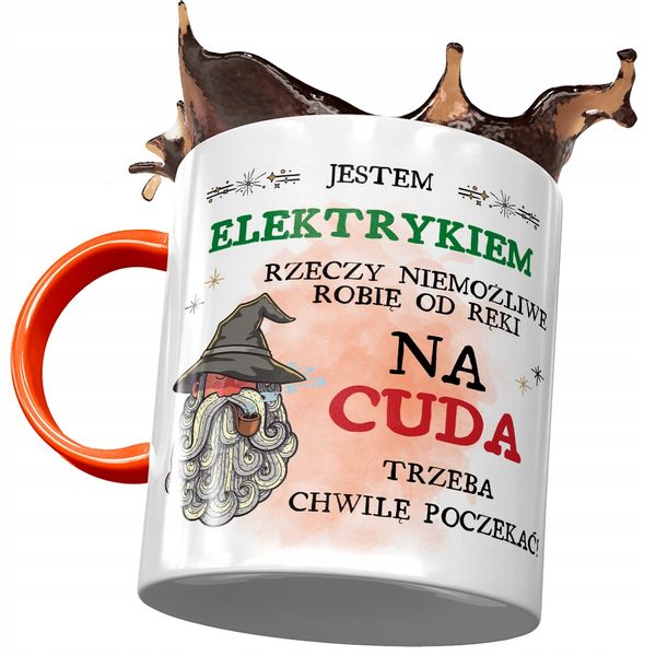 Kubek Pomarańczowy Dla Elektryka Prezent Z Nadrukiem Ze Zdjęciem zdjęcie 1