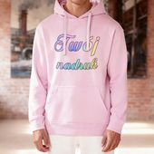 Bluza z kapturem różowa z Twoim nadrukiem - Kangaroo L