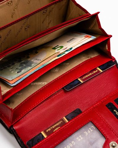 pojemny, skórzany portfel damski na zatrzask i suwak - peterson na Arena.pl