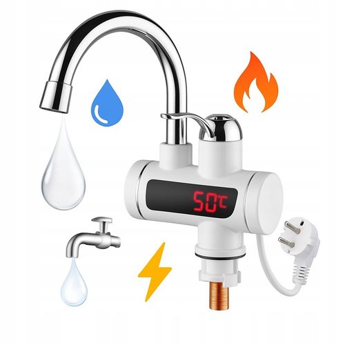 ELEKTRYCZNY PRZEPŁYWOWY PODGRZEWACZ WODY Kran z LCD NADUMYWALKOWY na Arena.pl