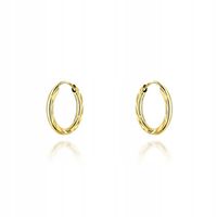 Złote 585 diamentowane koła klasyczne kolczyki kółeczka ze zdobieniem 14 kt