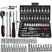 ZESTAW KLUCZY NASADOWYCH BITÓW GRZECHOTKA ADAPTERY KLUCZE NASADOWE 46szt