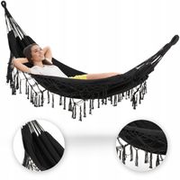 HAMAK OGRODOWY DWUOSOBOWY BOHO Z FRĘDZLAMI XXL