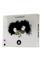 kajdanki śmieszna zabawka kadanki   metallic handcuffs,feather cov.. black