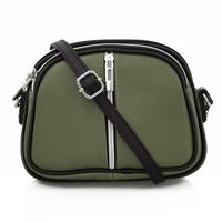 VERA PELLE torebka skórzana listonoszka 3 komorowa z paskiem V463 oliwkowa