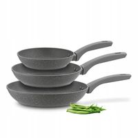 3x GRANITOWA PATELNIA INDUKCJA ZESTAW patelni nonstic 20/24/28 Greys Marble