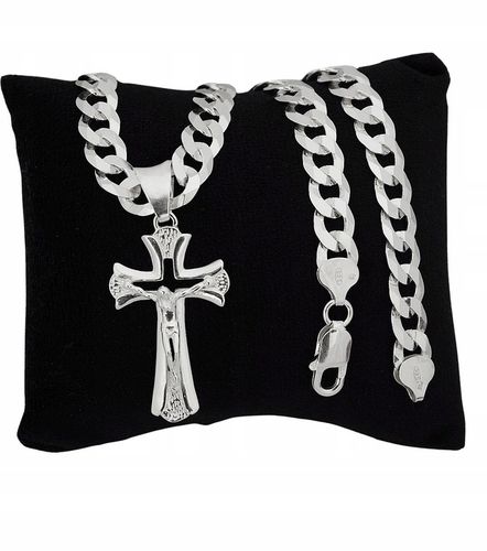 Łańcuszek Męski Srebrny Pancerka 8,00 mm z Krzyżykiem pr 925 Grawer Gratis na Arena.pl