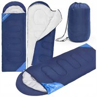 ŚPIWÓR TURYSTYCZNY MUMIA CIEPŁY LEKKI KOŁDRA Z KAPTUREM 210cm POKROWIEC 2w1