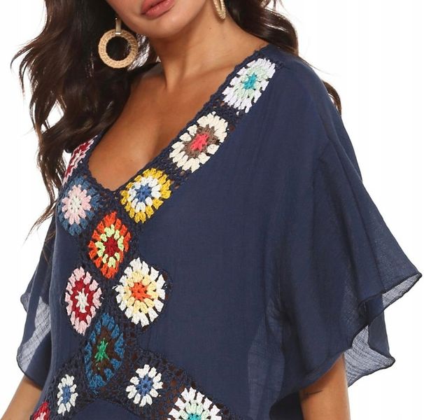 PAREO TUNIKA BOHO LETNIA SUKIENKA NARZUTKA PLAŻOWA na plażę ZWIEWNA zdjęcie 14