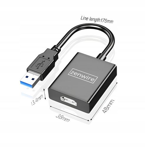 ADAPTER KONWERTER PRZEJŚCIÓWKA USB 3.0 DO HDMI FULL HD KARTA GRAFICZNA na Arena.pl