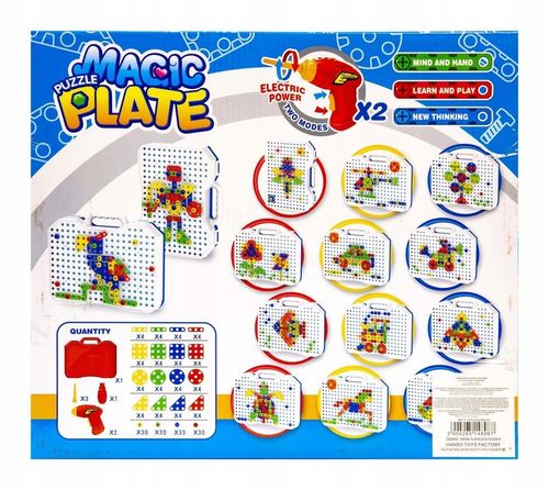 Zestaw klocki konstrukcyjne walizka z narzędziami 190 elementów na Arena.pl