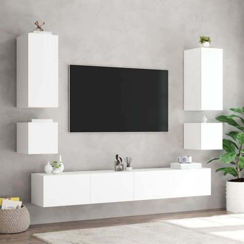 Ścienna szafka TV z LED, biała, 40,5x35x40 cm na Arena.pl