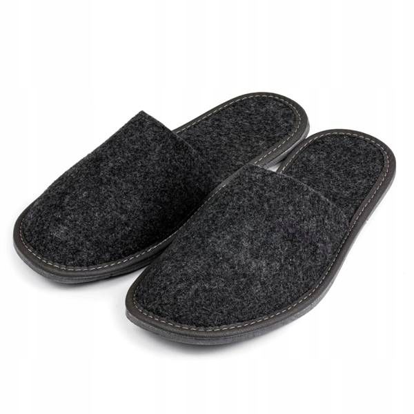 FILCOWE KAPCIE DAMSKIE GRAFIT PEŁNE KLAPKI DOMOWE zdjęcie 3